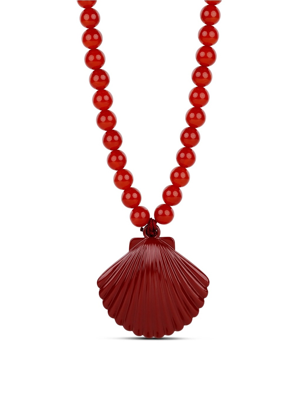 Bold Red Shell Pendant Beaded Necklace - Women's Jewelry by Mayamar